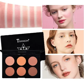 

Blush Palette Makeup 6 Colors Matte Mineral Blush Face Cheek Soft Natural Blush Cosmetic for Face Contour Blush Palette Powder