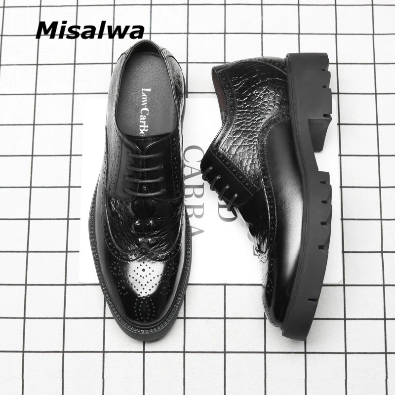 Туфли Misalwa мужские парадные оксфорды Элегантные Формальные броги платформа для