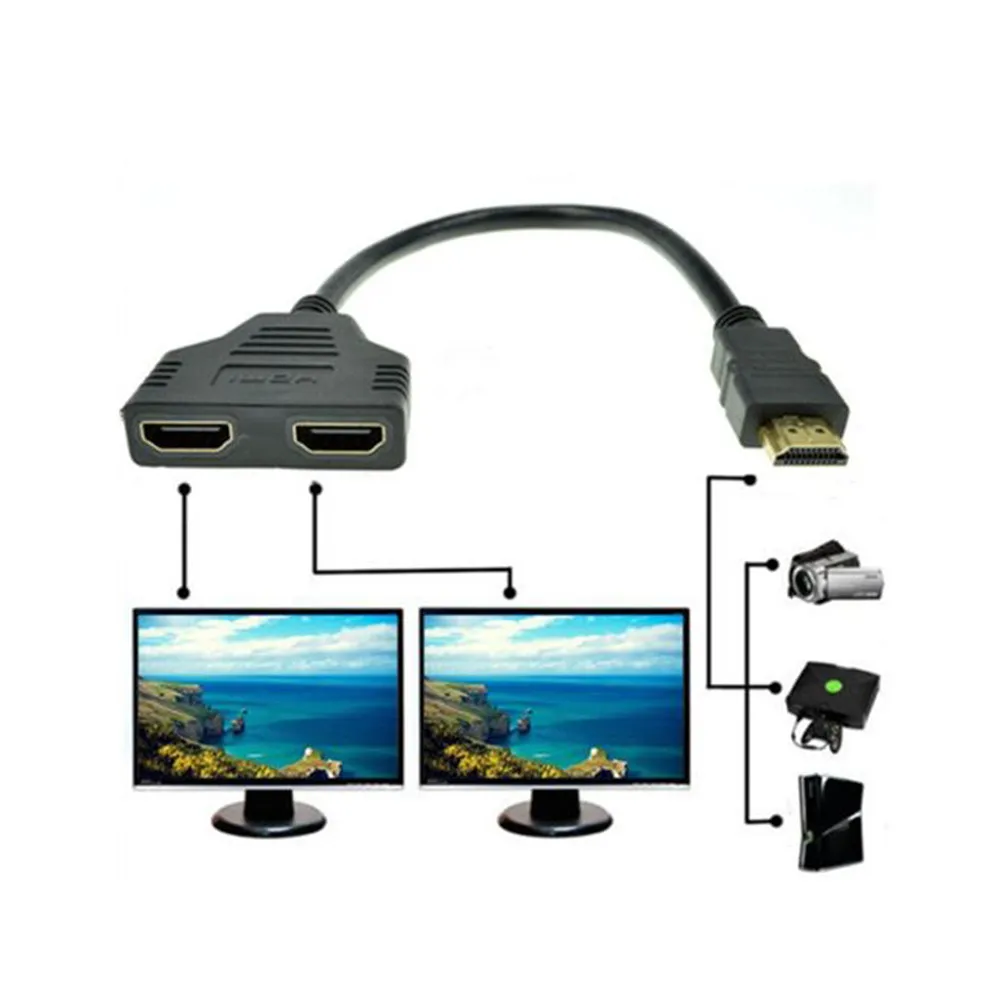 HDMI 1-2 Разъемный двойной адаптер сигнала кабель для преобразования видео ТВ HD tv тонкий и компактный, легко хранить и носить с собой N11