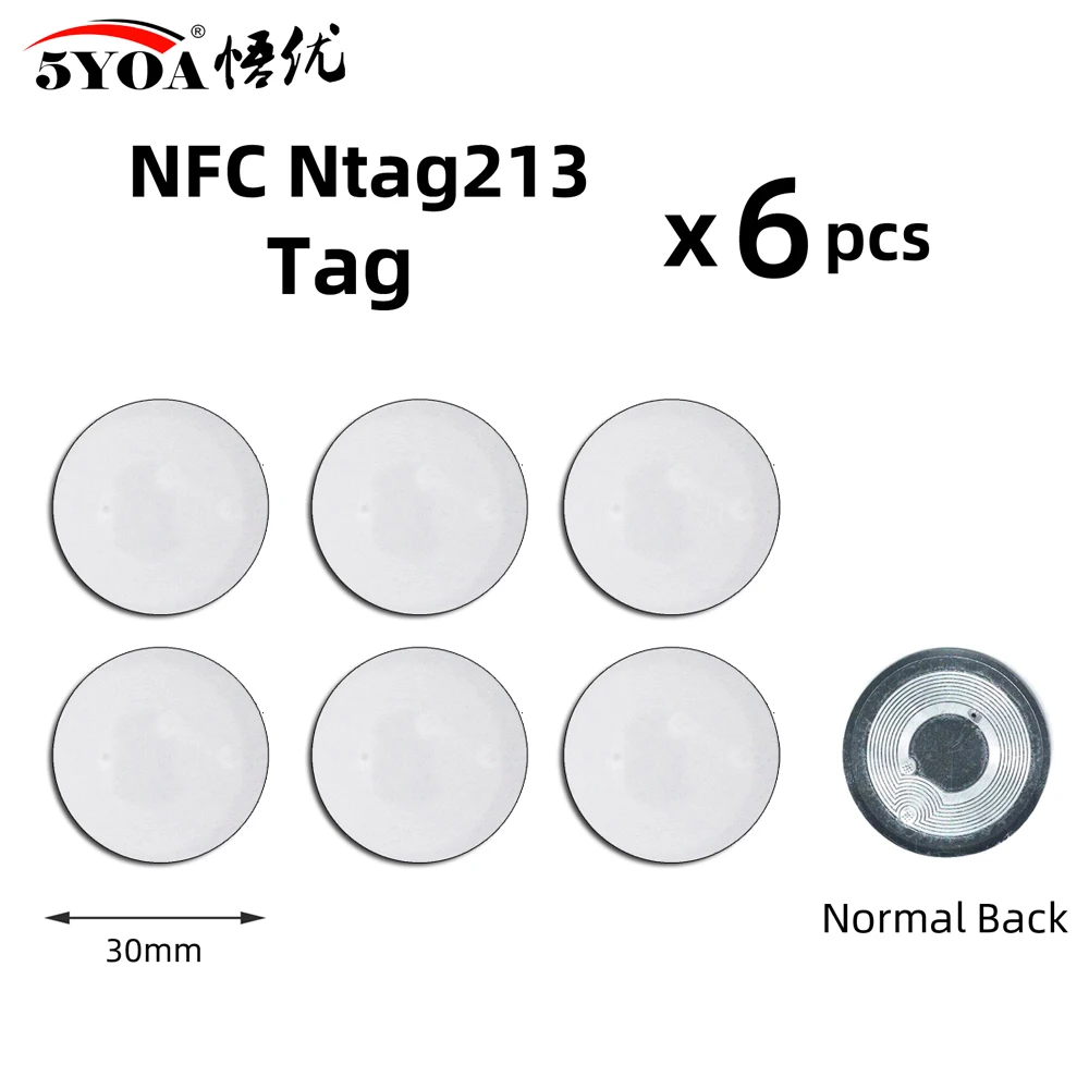 electronic gate lock 6pcs NFC Ntag213 TAG Sticker Ntag 213 for Huawei 13.56MHz Universal Label RFID Key Token Patrol Ultralight Tags best smart door lock Access Control Systems