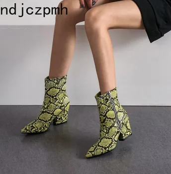 

Women's Boots The New Autumn And Winter Pointed Color matching zipper High heel Short tube Women's shoes lus size 34-43 7cm high