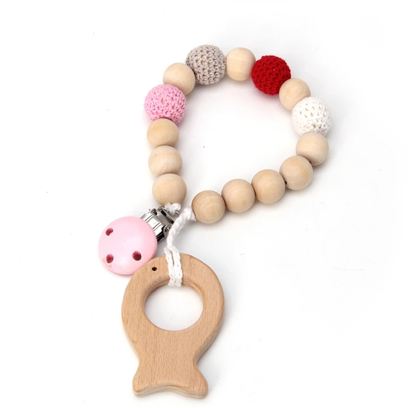 

Baby Wood Pacifier Clip Pendant Nature Wooden Teething Chewable Infant Toy 23GD