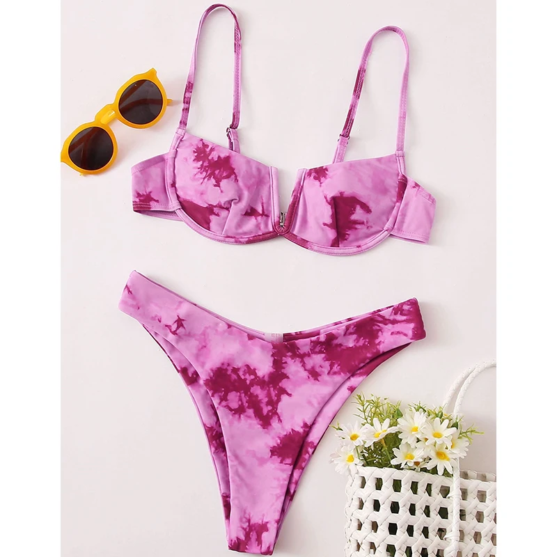 cheeky bikini sets Sexy Female Swimsuit Two Piece Set Swimwear Dot Printed Push Up Bandage Bikini Set Women Underwire Beach Wear V-neck Biquini designer bikini sets