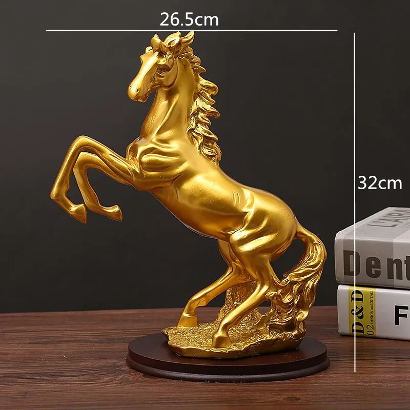 Creative Nordic Resin Simulated animal Retro horse Gold Crafts ornaments Modern home decoration Desktop living room figurine - Цвет: A
