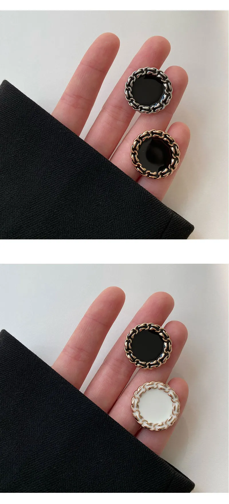Description Picture 2 of itemLuxury Retro Metal Sewing Buttons For Clothes Embellishment Coat Decor Diy Craft Supply Black White Needlework Accessories 6pcs