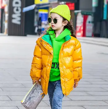 

Children solid thicken cotton jacket 2019 winter new fashion brand warm coats girls zipper outerwear teenage clothes ws1236