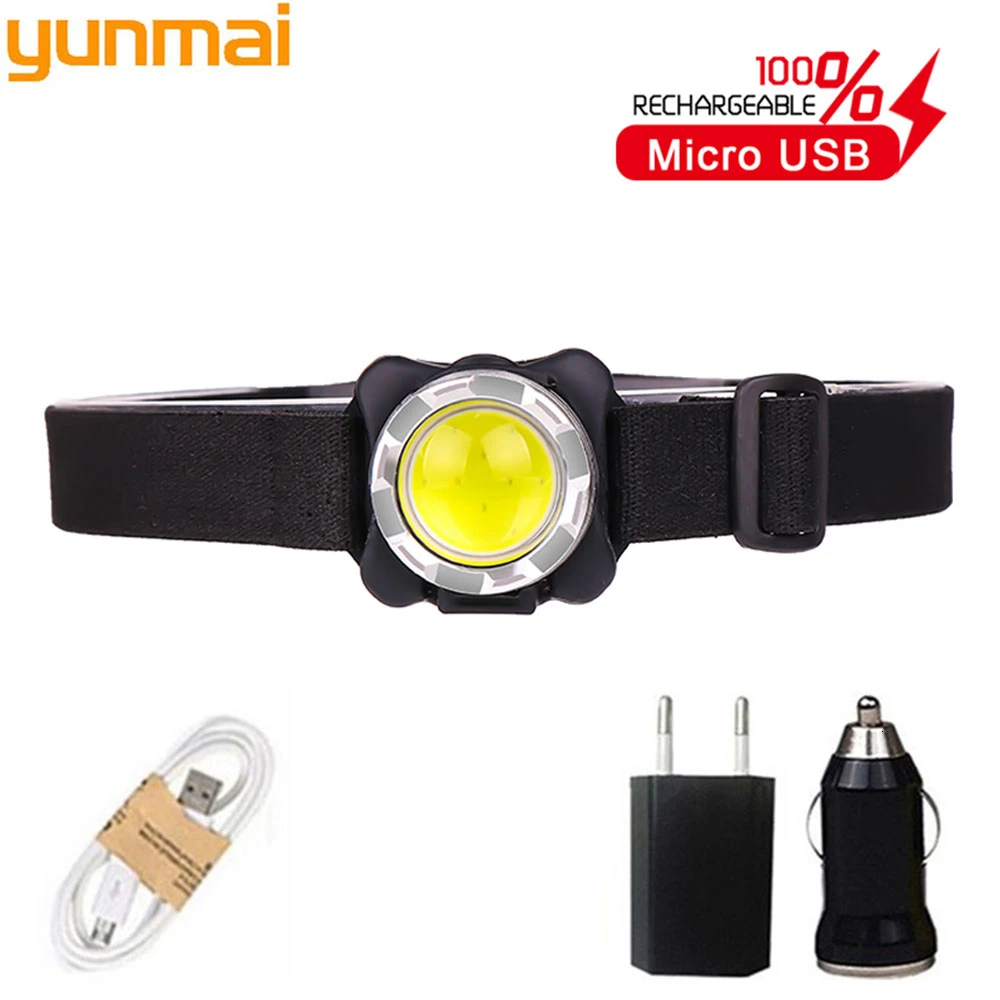 Светодиодный мини светильник наружный красный белый Micro USB заряжающий налобный