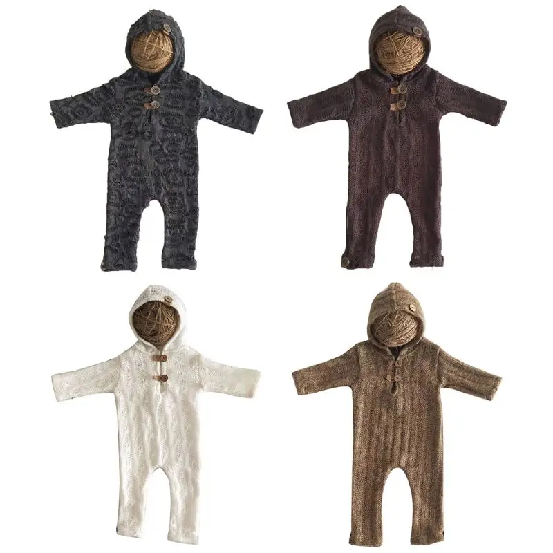 

Newborn Photography Props Suit Romper with Hat Long Sleeve Jumpsuits Bodysuit