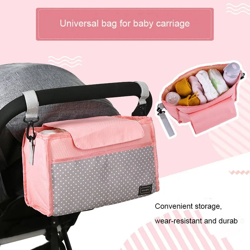 Baby Stroller Organizer Accessories Bag Large Space with 2 Cup Holders Multiple Zipper Pockets for Bottle Diaper | Мать и ребенок