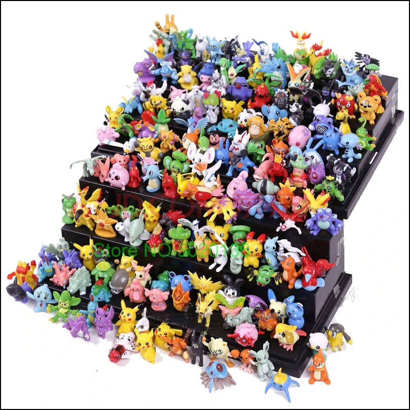 144 de 288 Uds diferentes estilos Pokemones ir figuras modelo de 2-3cm Pikachu Anime juguetes LOLS muñecas niño regalo de cumpleaños