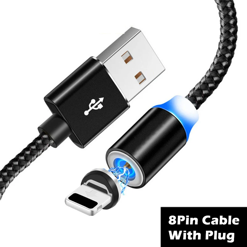 Micro USB Data Cable for Samsung A7 A8 A9 A50 S7 S10 Huawei P20 P30 Lite P Smart Type C Plug Magnetic Charger Cable - Цвет: Black 8Pin