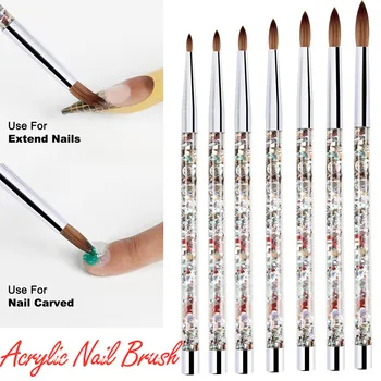 

1PC Acrylic UV Gel Nail Brush for Acrylic Powder Manicure Acrylic Nails Round Nail Art Brush Pens With Liquid Glitter Handle
