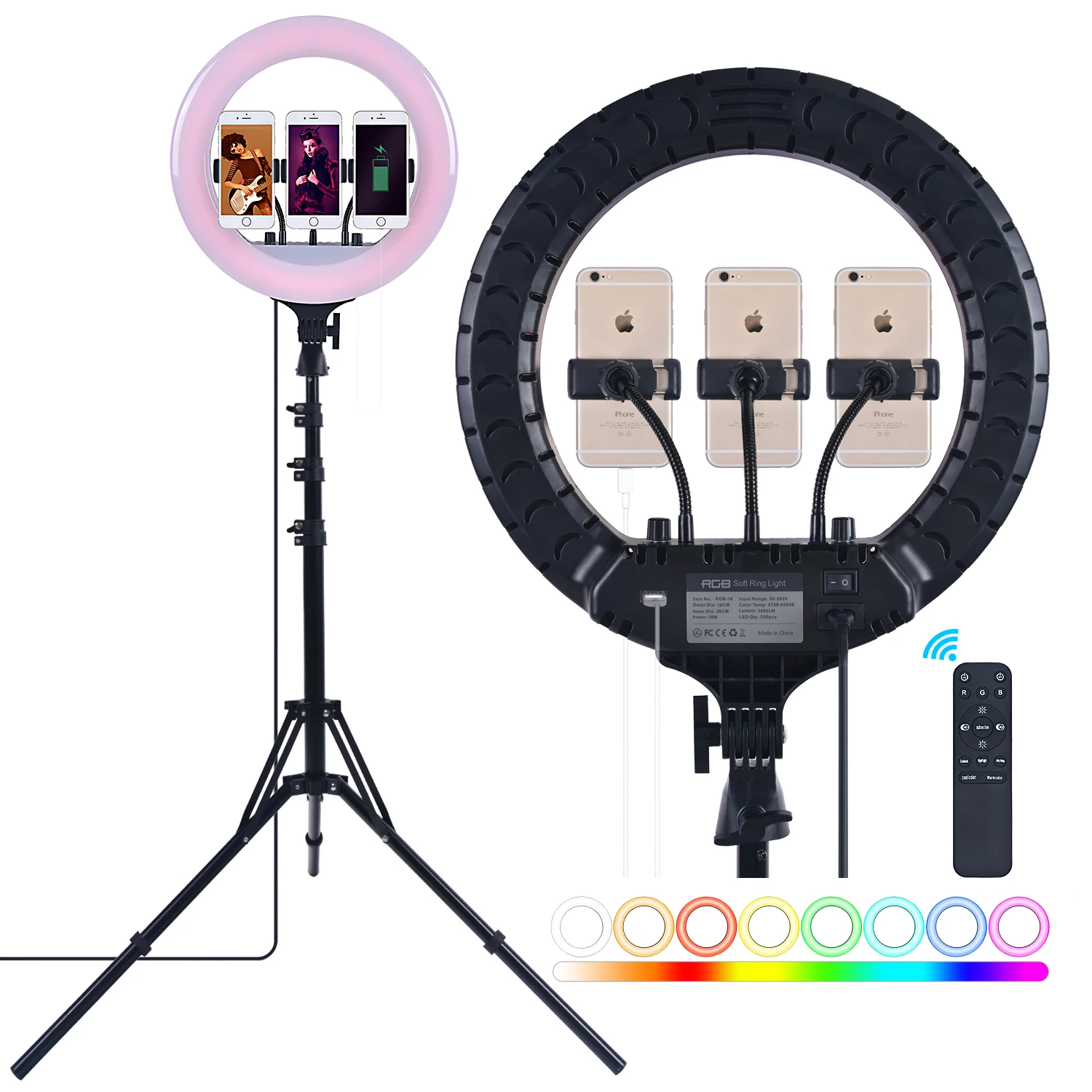 14 Inch/36cm LED Ring Light with 3 Phone Holder for Selfie - China  Camcorder Light and Fill-in Light price | Made-in-China.com