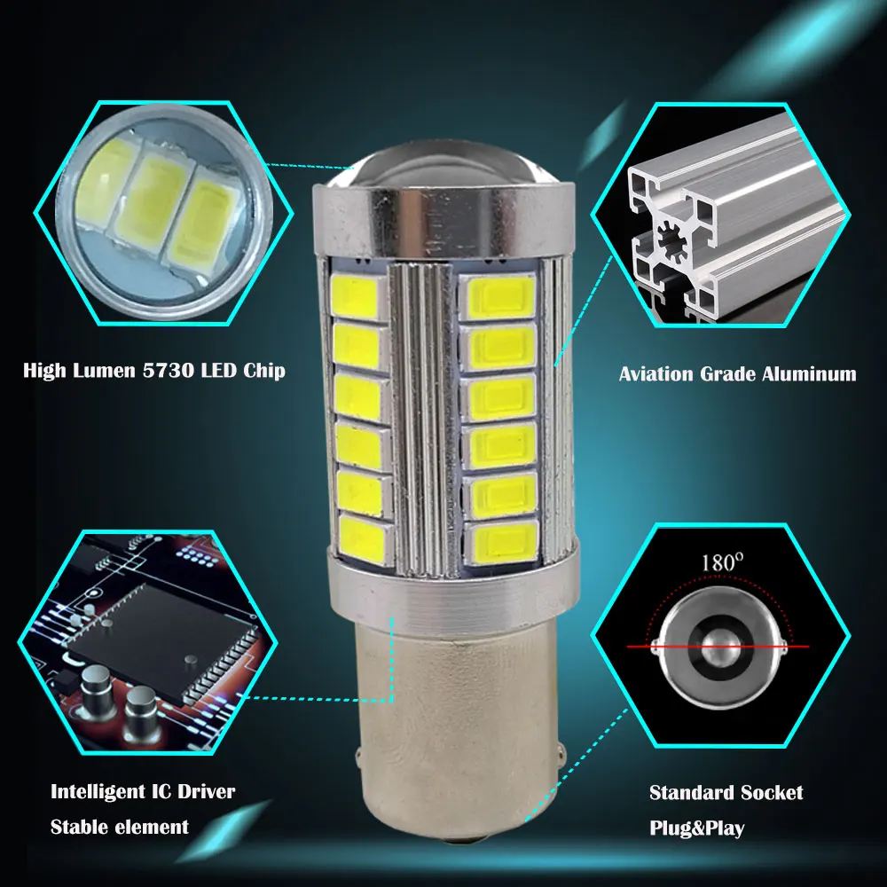 2x1156 BA15S P21W автомобильная светодиодная сигнальная лампа BAY15D P21/5W светодиодный T20 7443
