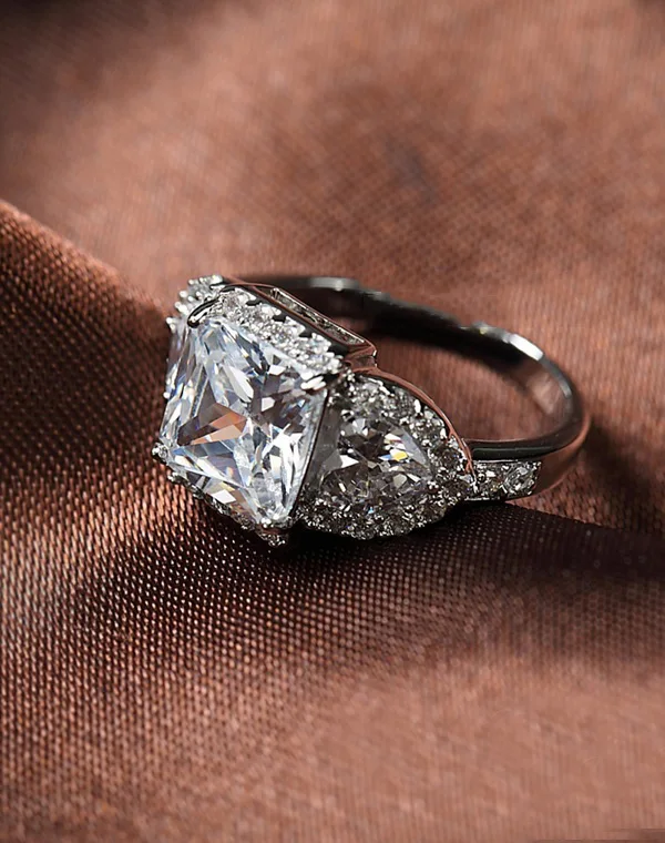 Роскошное женское маленькое квадратное кольцо в форме сердца из серебра 925 пробы, обручальное кольцо в винтажном стиле с цирконием, свадебные кольца для женщин