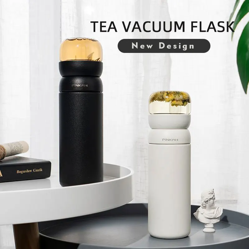 New Pinkah Tea-making Thermal Insulation Cup Portable Sealed Leak-Proof Travel Thermos 460ml Tea-Water Separation Vacuum Flask