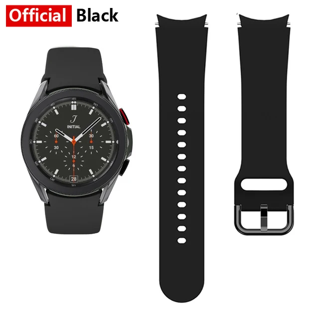 20mm watch Band For Samsung Galaxy Watch 4 classic 46mm 42mm smartwatch Silicone Sports Bracelet Galaxy Watch 4 44mm 40mm Strap official Black