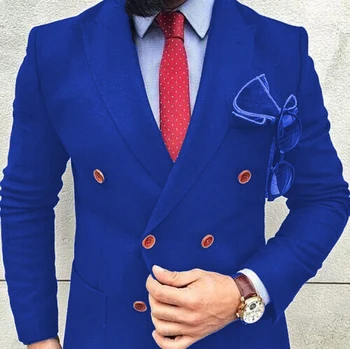 

Navy Blue Office Business Men Suit Jacket Slim Fit Wedding Tuxedos Custom Made Gala Prom Party Blazer
