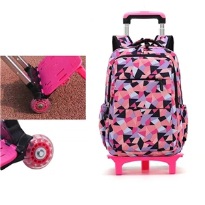 Детский рюкзак на колесах, школьные сумки с 2/6 колесами, съемная тележка, школьные рюкзаки для девочек и мальчиков, водонепроницаемая Детская сумка для книг - Цвет: 2 wheels black