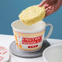 Japanese Ceramic Instant Noodle Bowl With Lid And Handle Noodle Bowl Salad Home Tableware Bowl Creative Kitchen Tableware