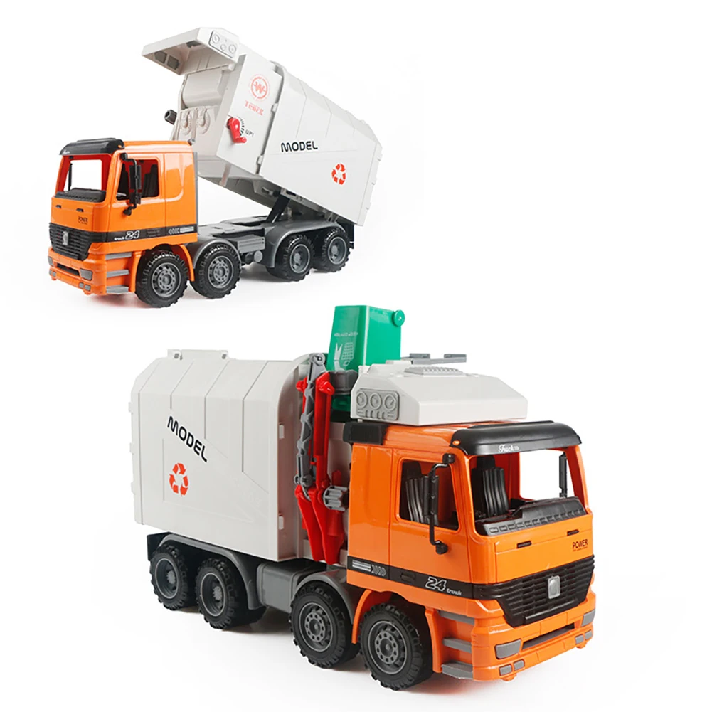 Beste Wrijving Aangedreven Recycling Vuilniswagen Kids Toy met Side Laden Terug Dump Hobby Funny KID Gift Drop Shipping