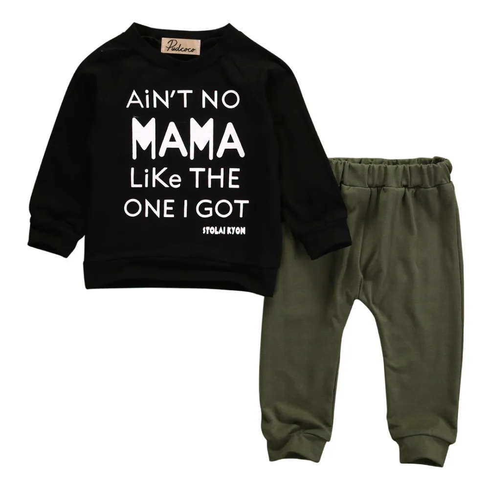 

Oeak Newborn Toddler Infant Kid Baby Boys Clothes Long Sleeve Mama Sweatshirt Top + Pants 2pcs Outfits Kids Clothing Set