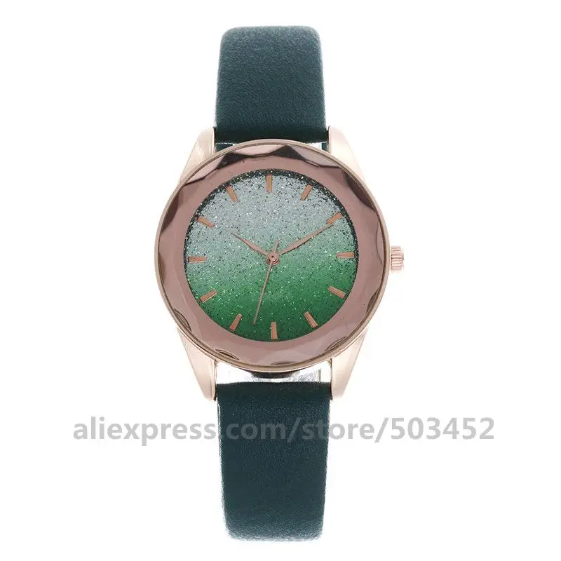 gradient green 100 шт./лот, стиль, градиентный цвет, часы Bling, регулируемый ремень, заводская цена, женские часы, звездное небо, женские часы - Цвет: gradient green