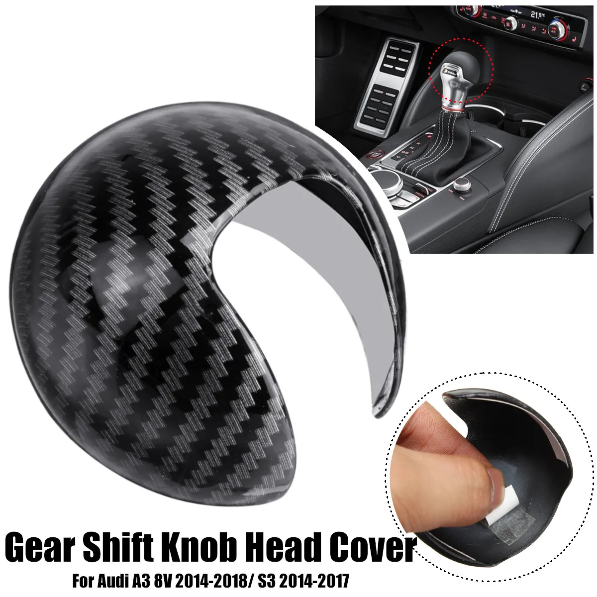 Car Automatic Carbon Fiber Speed Gear Shift Knob Head Cover Cap Sticker