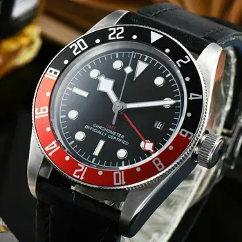 

Top Brand Sterile 41MM Luxury Watch Mechanical Men Watch Sapphire GMT Men Automatic Military Sport Calendar Clock Leather