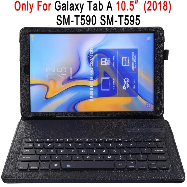 Bluetooth клавиатура кожаный чехол для samsung Galaxy Tab A A6 10,1 10,5 T580 T585 T590 T595 SM-T580 SM-T585 чехол Funda - Цвет: T590 black case