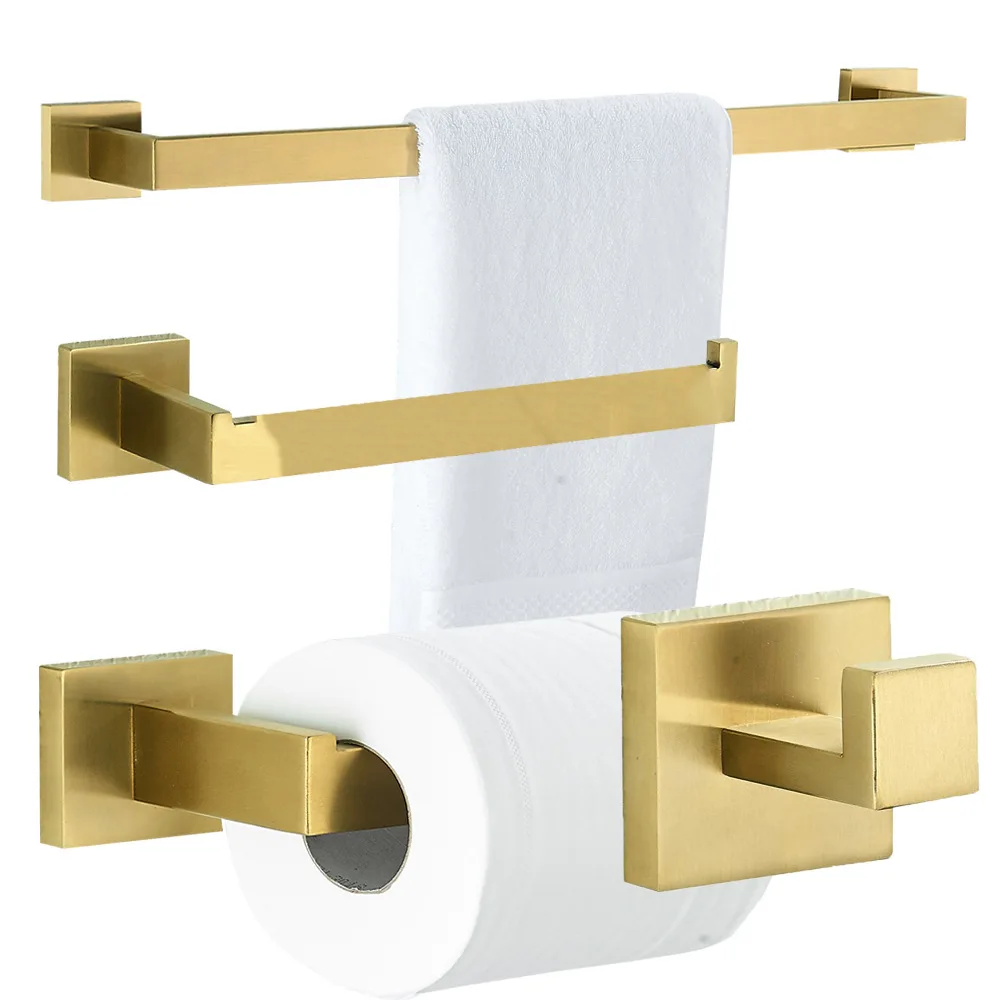 ECENCE Kit Porte-Papier Toilette et Porte-Serviettes Forme carrée Accessoires de Salle de Bain en Acier Inoxydable brossé 