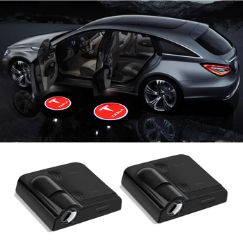 

2pcs Car LED 3D Shadow Welcome Light Projector Decorative Atmosphere Lamp For Tesla Model 3 S X VIP Logo Light Auto Accessories