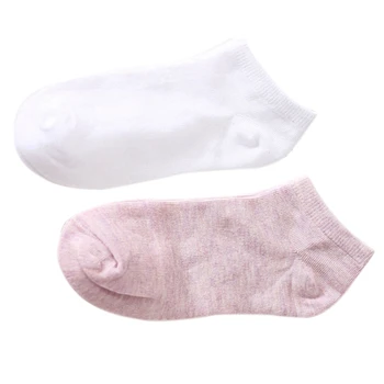 

2 pair Invisible Color Cotton Women'S Socks Candy Color Solid Color Female Cotton Socks Shallow Mouth Socks, White & Purple