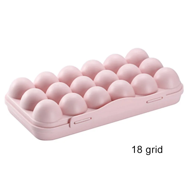 pink-18 grid Пластиковый чехол для хранения яиц с несколькими решетками, держатель для холодильника, контейнер для яиц, коробки@ LS - Цвет: pink-18 grid