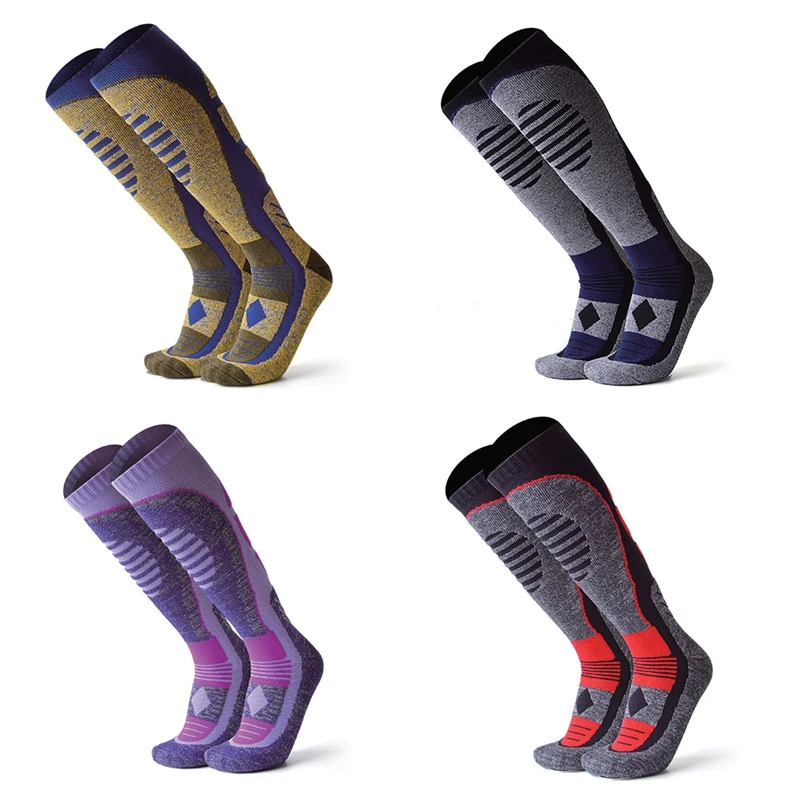 Skiing Socks Knee High/Long Thick Thermal Elastic Shock Absorption Hosiery Climbing Hiking Footwear Accessories