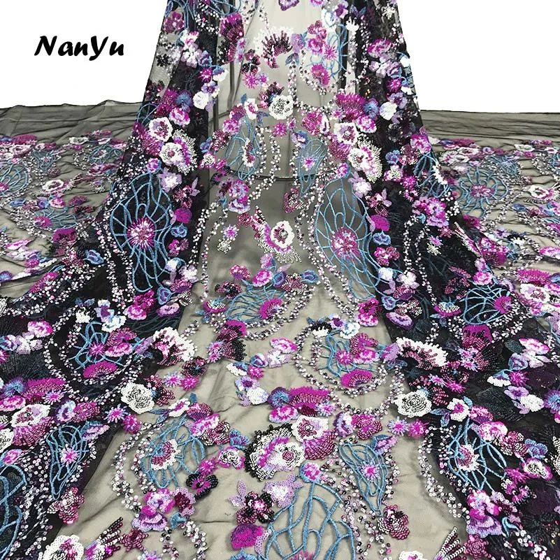 

Posted High quality embroidered lace lace and trims for sewing Embroidered Fabric's sequins