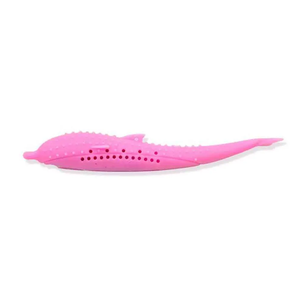 Pet Cat Toothbrush Toy Fish Shape Catnip Flavor Silicone Molar Stick Teeth Cleaning Toy For Cats