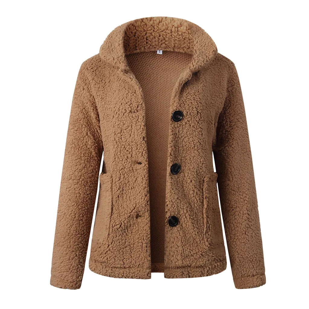 Элегантный костюм из искусственного меха пальто Для женщин осень-зима теплая мягкая Кнопка Меховая куртка Женская Плюшевые пальто Повседневное верхняя одежда Размеры: S-xl# J30