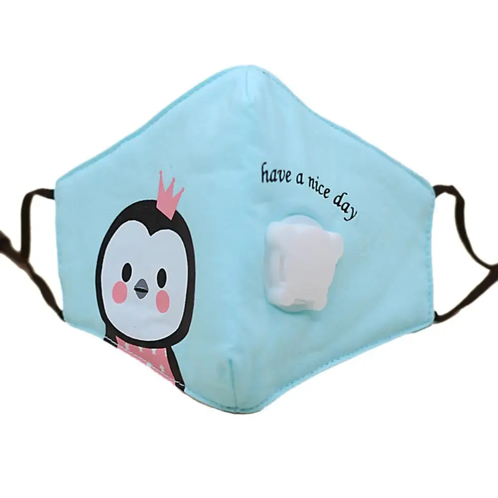 blue PM2.5 детская хлопковая противопылезащитная маска для рта фильтр с активированным углем ветрозащитный с дыхательным клапаном маски для лица - Цвет: blue