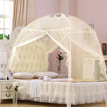 

Mongolian Yurt Mosquito Net Double Door Zipper Bottomed Encryption Free Installation Single Student Mosquito Net Bed Tent