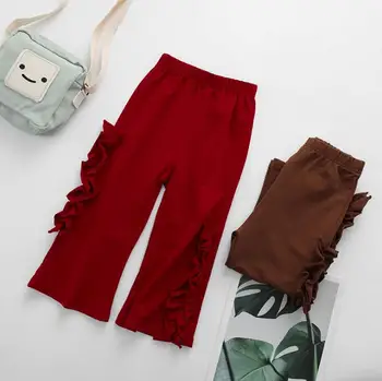 

2020 Korea style wholesale girls ruffles wide pants spring fashion girls pants 3-8t HJ266