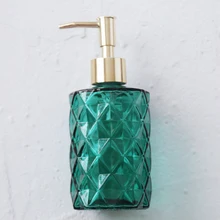 Зеленая стеклянная бутылка в ретро-стиле, бутылка для мыла, дезинфицирующий шампунь для рук, бутылка для душа, гель для душа, бутылка для прессования, украшение для ванной дома