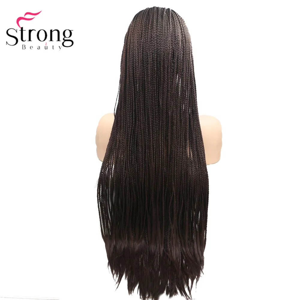 XWY179-Auburn StrongBeauty коробка коса Кружева спереди длинный черный парик Омбре Синтетический Плетеный ящик косы парики для женщин - Color: XWY179-Auburn