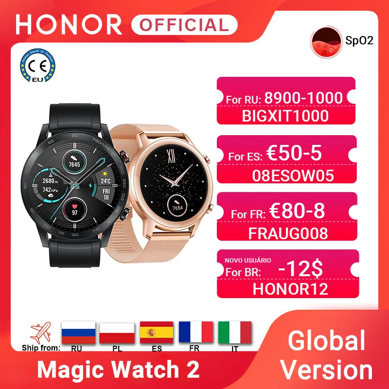 In Stock Global Version Honor Magic Watch 2 Smart Watch Bluetooth 5.1 Smartwatch Blood Oxygen 14 Days Waterproof MagicWatch 2