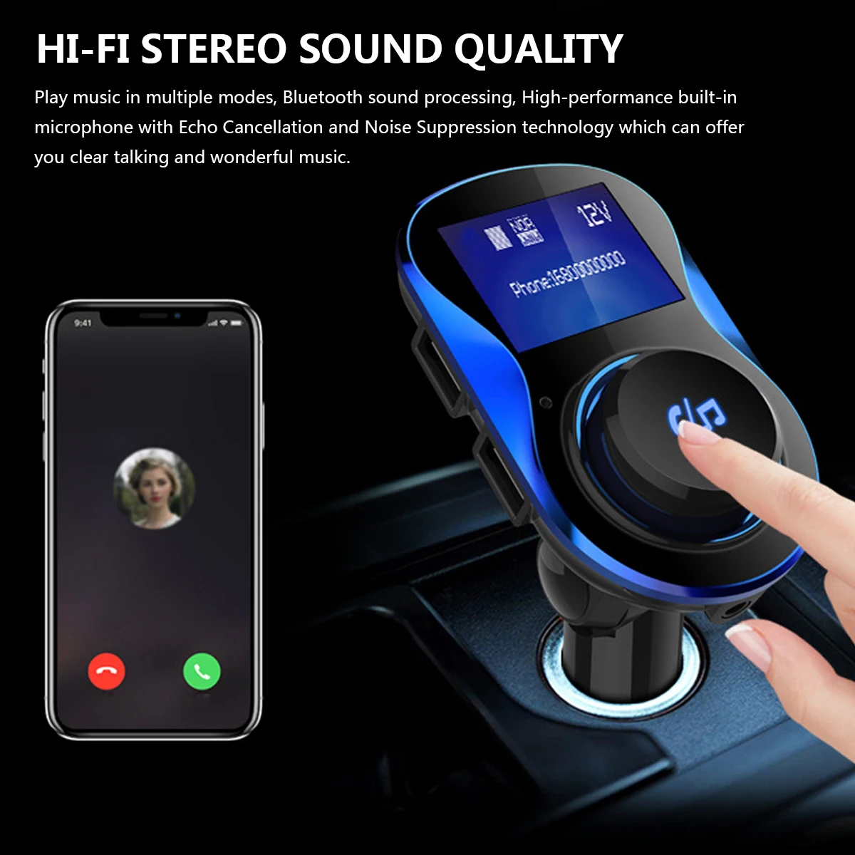 Автомобильный Bluetooth fm-передатчик, беспроводной fm-модулятор, радио комплекты, двойная usb зарядка, поддержка u-диска, MP3-плеер для телефона