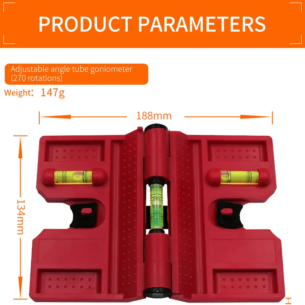 TACKLIFE High-Precision Protractors Activity Folding Angle Meter Ruler with 3 Bubble Level Measuring Instruments Carpenter Tools