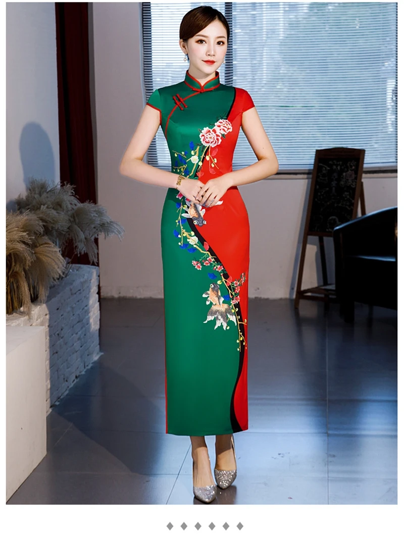 Cheongsam женское платье с длинным следующих применений: представления на сцене cheongsam платья XL показать этикет леди форма Ципао китайское платье Ципао