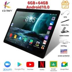KIVBWY – tablette PC de 10.1 pouces, android 1280, Octa Core, 6 + 64 go de ROM, 800 x, carte SIM IPSl, 4G LTE, FDD, Wifi, Bluetooth, Google Play 
