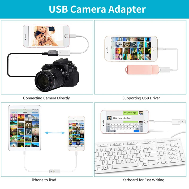 BRSUANG адаптер Lightning/USB для камеры Поддержка iOS 13 для iPhone 11 11Pro Max USB OTG конвертер Электрический пианино MIDI клавиатура