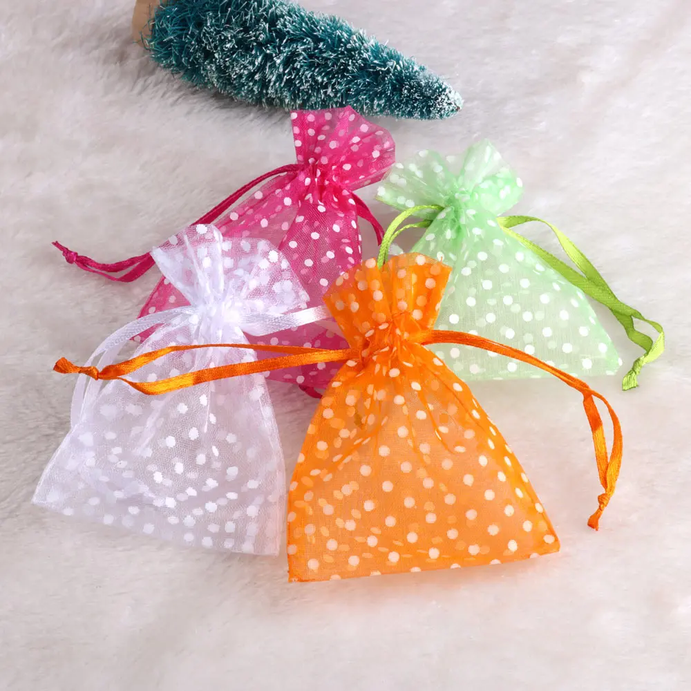 25/50pcs/lot Hight Qulity Organza Gift Bag For Jewelry Polka Dot